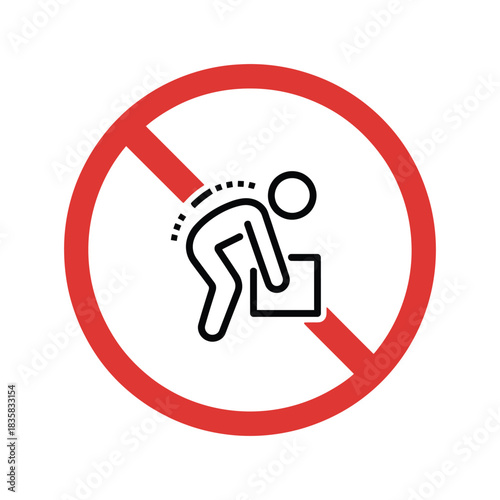 Do Not Lift Heavy Weight Icon | Forbidden Lifting Safety Sign for Manual Handling