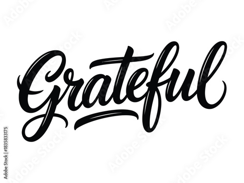 Grateful Calligraphy Lettering Vector | Hand-Drawn Thankful Script Typography Design