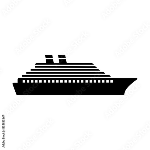 Big Cruise Ship Icon Representing Luxury Sea Travel, Ocean Exploration, and Passenger Transportation for Digital Design and User Interface