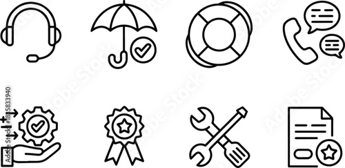 Business Support and Protection Icon Set