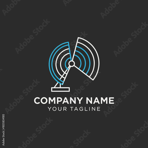 Modern antenna logo design for technology and communication company.