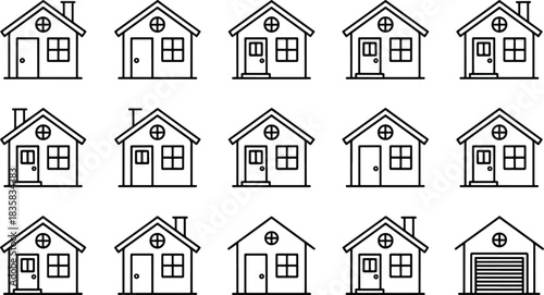 Collection of Different House Icons Simple Style