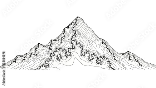 Striking fractal mountain range art, perfect for adding a unique, modern, and mathematical touch to any design project with its captivating patterns