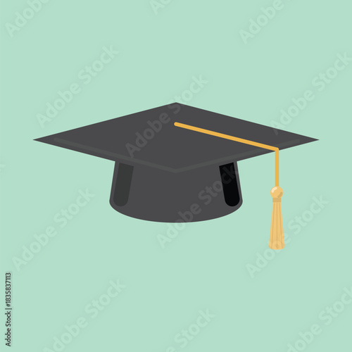 Graduation Cap  with Tassel Icon. Academic Education Symbol for University, College, and School Degree Ceremonies. Vector Illustration.