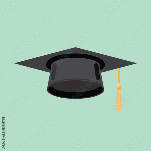 Graduation Cap  with Tassel Icon. Academic Education Symbol for University, College, and School Degree Ceremonies. Vector Illustration.
