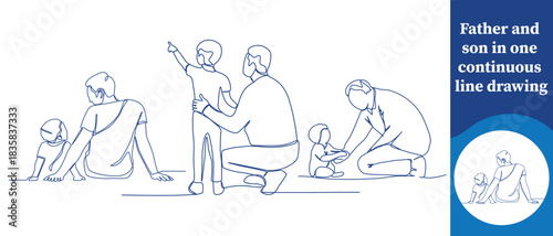 Father and son in one continuous line drawing, father and son line art, continuous line family, minimal father child, one line portrait, parent child outline, father holding son and more