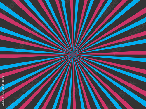 Swirling radial retro background. Vector illustration for swirl design. Spinning spiral vortex. Helical rotating beam. Unifying the psychedelic measurable line. Delightful sunshine.