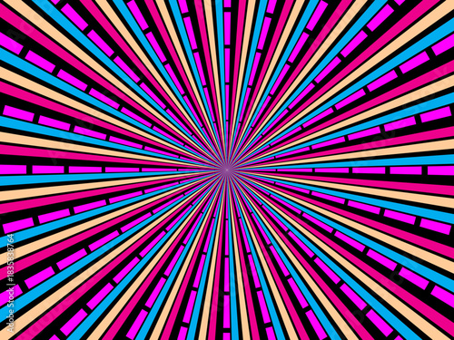 Swirling radial retro background. Vector illustration for swirl design. Spinning spiral vortex. Helical rotating beam. Unifying the psychedelic measurable line. Delightful sunshine.