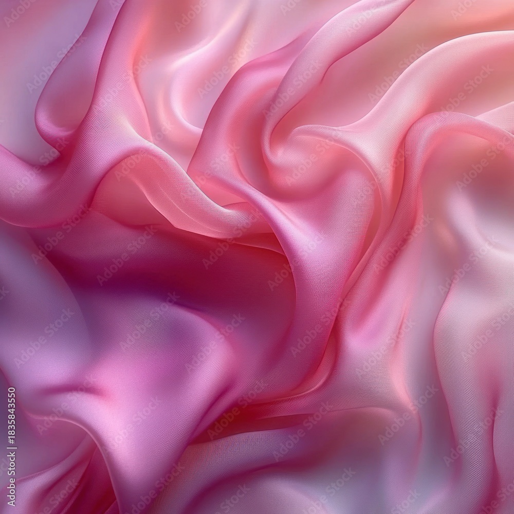 Obraz premium Soft flowing pink satin fabric with gentle folds and smooth texture creating a calming and delicate visual effect