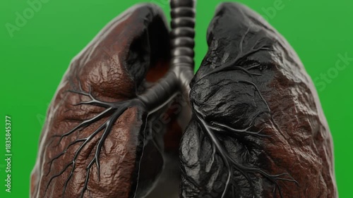 Lungs Damaged by Smoking - A Visual Representation of Respiratory Health.