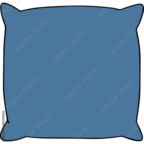 Solid Blue Square Pillow Isolated on Black Background Minimalist Design Comfortable Soft Cushion for Rest and Sleep