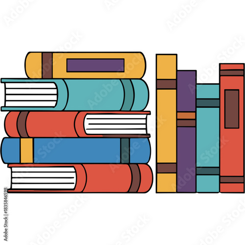 Stack of Colorful Books Arranged on a Plain Black Background Showing Different Sizes and Colors with Simple Designs in Warm Lighting