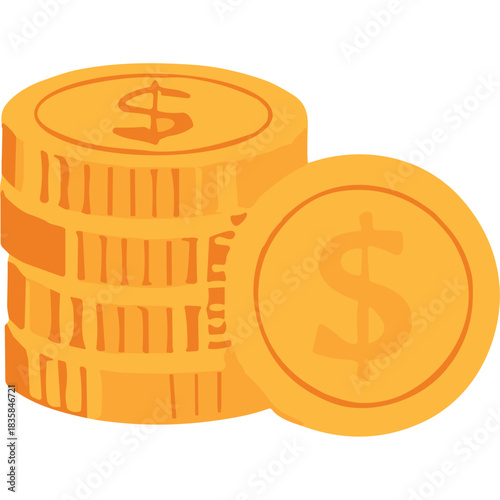 Stack Of Golden Coins With Dollar Symbol On Transparent Background Representing Wealth And Financial Gain
