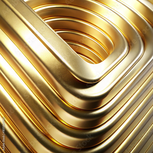 Shiny brass metal coils abstract pattern
