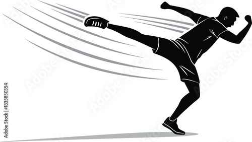 Dynamic Side Kick Silhouette | Martial Arts, Soccer, or Kickboxing Action