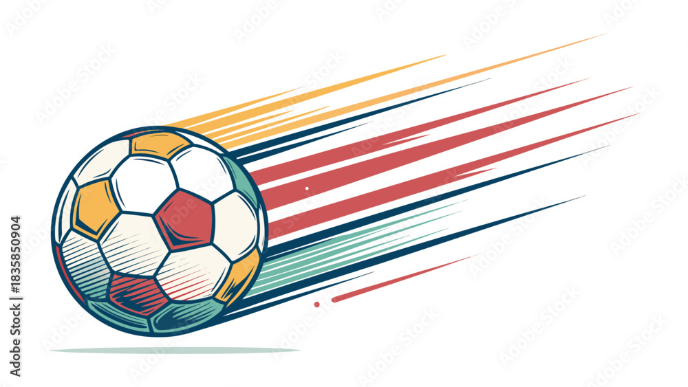 Fototapeta premium Fast Moving Soccer Ball with Speed Trails