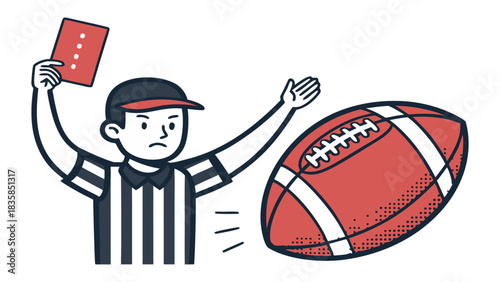 Referee Ejecting Player with Red Card in American Football