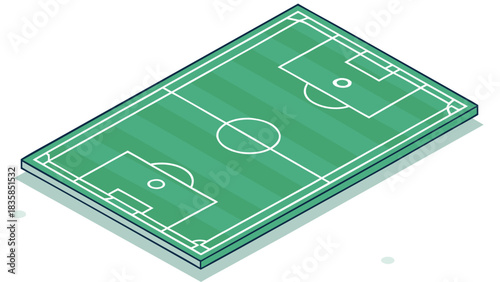 isometric green soccer field graphic clip art preview