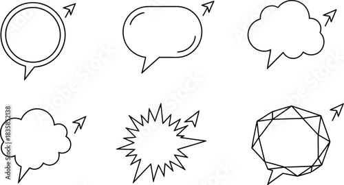Six different communication speech bubble icons with paper airplanes vector illustration isolated on white background