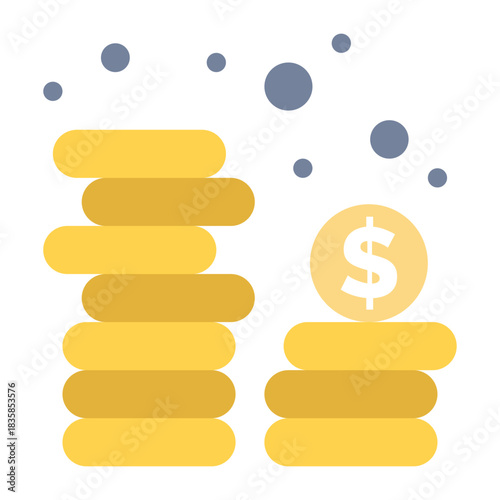 Wealth Stacks: A visual representation of financial growth and prosperity, with stacks of golden coins symbolizing wealth, investment, and economic abundance.