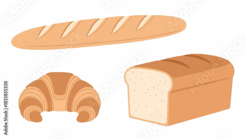 Assortment of Freshly Baked Bread and Pastries Illustration.