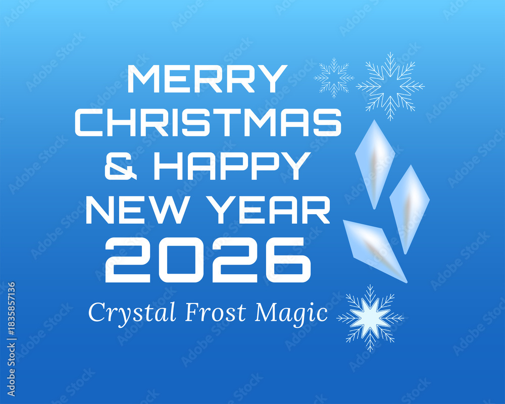 Naklejka premium Merry christmas happy new year frost magic 2026