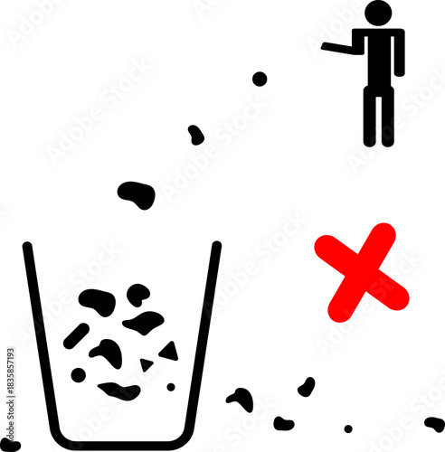 man symbol, don't trash icon, keep clean, throw away careful and simple flat symbol