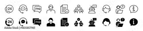 Customer service icon set. Support and assistance symbol. Vector illustration.