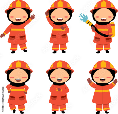 Firefighters Waving and Saluting