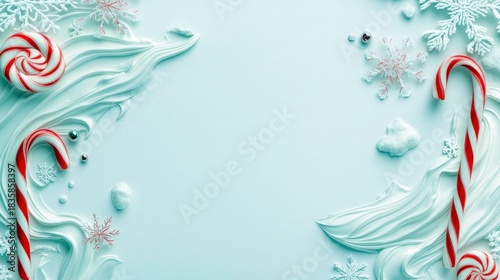 Candy Canes and Snowflakes on Textured Background