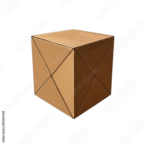 Origami Cube Made of Cardboard.