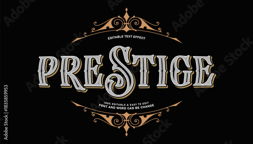 Vintage Prestige Text Effect with Engraved Western Ornament Frame