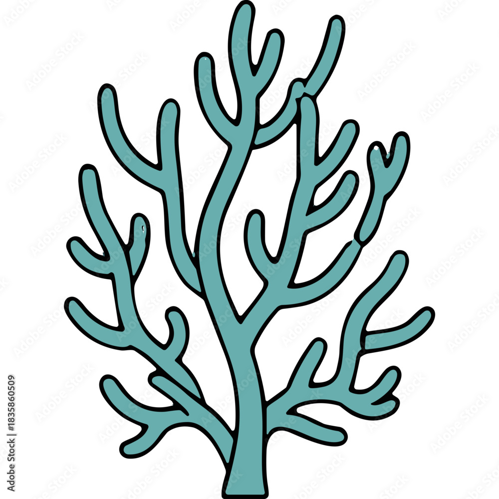 Obraz premium Teal Silhouette Of A Branching Plant Against A Black Background Elegant Nature Inspired Design Detailed Vector Illustration