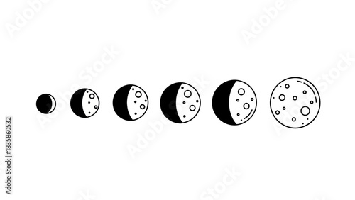 Celestial Cycles A Visual Representation of Lunar Phases from New Moon to Full Moon