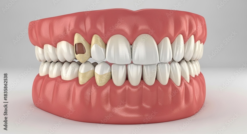 Obraz premium Illustration Showing Damaged Teeth Dental Problem Oral Hygiene Tooth Care Treatment Cavity Dental Decay Dentistry Hygiene Issue Healthcare Anatomy Structure