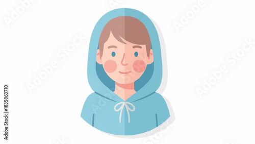 Illustration of a person wearing a blue hoodie with a focused expression.