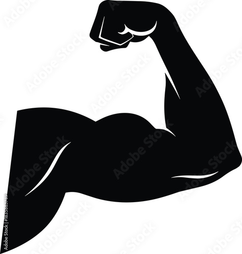 Here is a title and a comprehensive list of keywords for your Adobe Stock vector illustration of a flexing bicep, focusing on strength, fitness, and power for SEO.