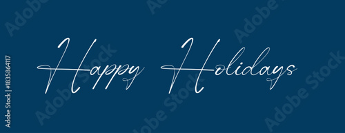 Happy Holidays Typography with Festive Christmas Icons on Navy Blue Background