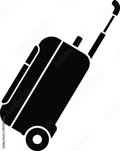 Suitcase on wheels silhouette isolated on transparent background