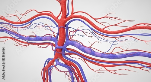 3d Rendering of Human Blood Vessels Perfect Detailed Anatomy Scientific Image Medical Rendered Presentation on White Background Studio Shot