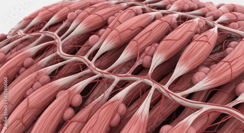 Muscles Fibers Tissue Anatomy Structure Human Body Cell Health Care Medical Biology Science Myocytes Blood Vessels Nerve Cells Cells Connective Fascia