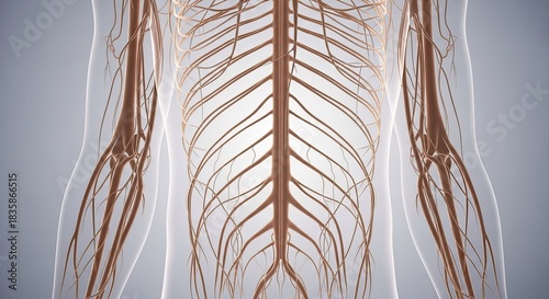 3d Rendering of Human Nervous System Perfect Detailed Anatomy Scientific Image Medical Rendered Presentation on White Background Studio Shot