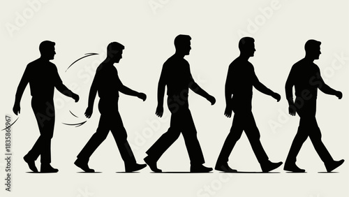 Silhouettes of people walking in a row, representing movement and progress.