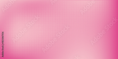Pink rose halftone pattern. Retro comic gradient background. Pixelated dotted texture overlay. Cartoon pop art faded gradient pattern. Vector backdrop for poster, banner, advertisement