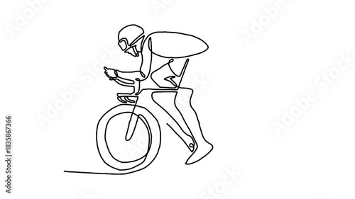 Continuous line animation of Cyclist riding a bicycle