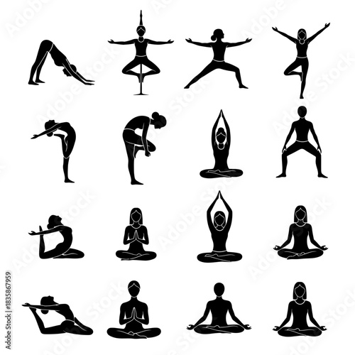 Yoga Poses Silhouettes