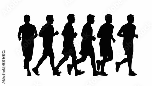 Silhouetted Runners in Motion - A Dynamic Sequence of Athletes.