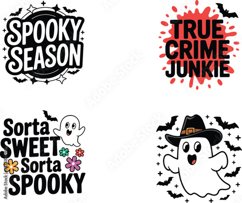 Spooky season Halloween themed designs for t-shirts and merchandise