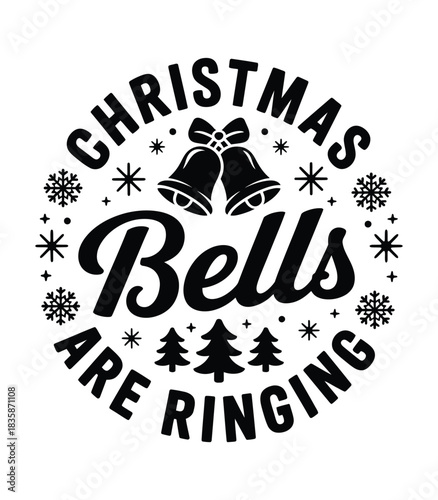 Festive Christmas bells ringing design for holiday season cheer