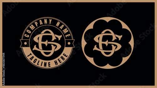 Elegant gold se monogram  logo designs with oval shapes